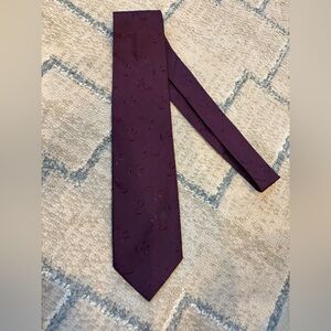 Hugo Boss Burgundy Floral Silk Tie - Classic Dress Tie